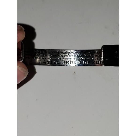 A Waves Engraved Open Bangle Cuff Bracelet Inscribed Stainless Steel - Picture 5 of 7